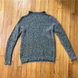 American Eagle AEO Mockneck Mixed Knot Olive Gray Sweater